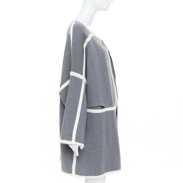 CHLOE 2014 Runway anthracite cage virgin wool angora cape coat S