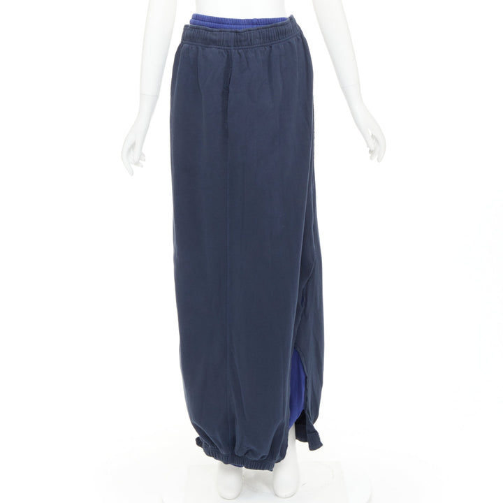 VETEMENTS 2019 Demna bicolor blue washed cotton deconstructed wrap skirt XS