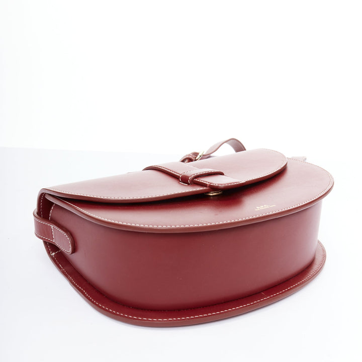 A.P.C. Eloise burgundy smooth leather saddle crossbody shoulder bag