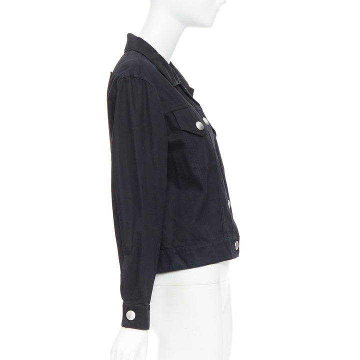 MIU MIU Resort 2016 yellow sequin applique black denim trucker jacket IT36 XS