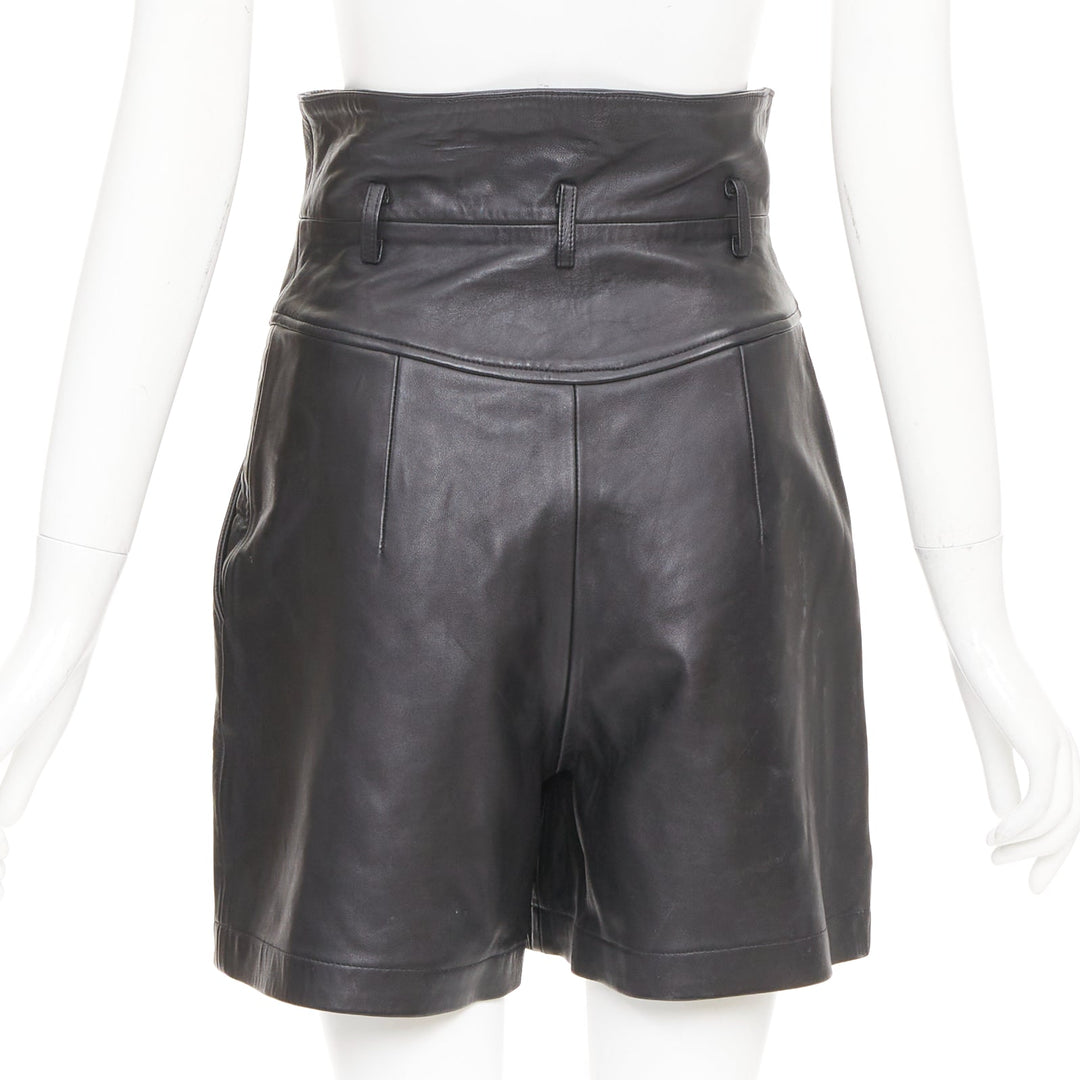 ALBERTA FERRETTI Giacca high waisted black sheep leather culottes IT38 XS