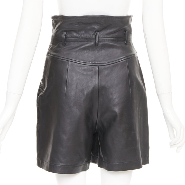 ALBERTA FERRETTI Giacca high waisted black sheep leather culottes IT38 XS