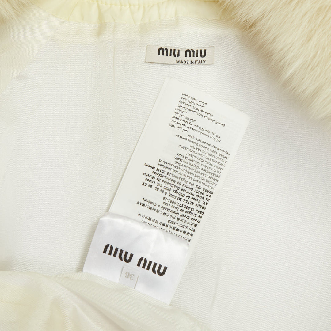 MIU MIU 2017 Runway oversized fur collar striped puffer bomber jacket IT36 XXS