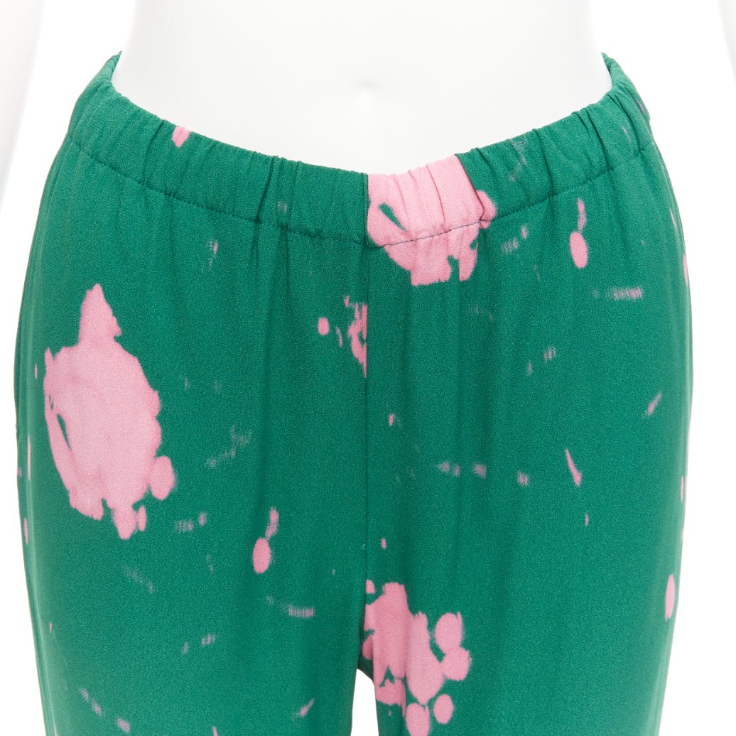 MARNI green pink splatter tie dye print elasticated casual pants IT38 XS