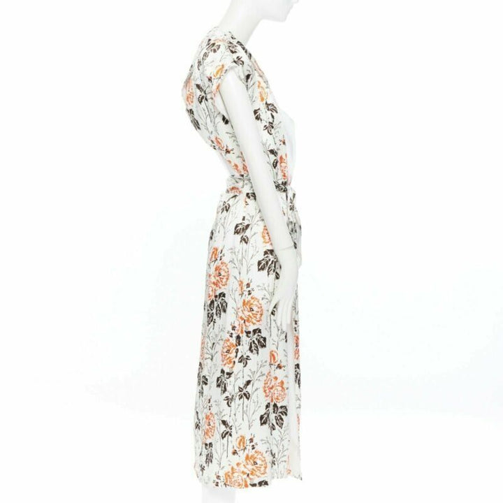VICTORIA BECKHAM 2017 Runway floral print cut open back belted dress UK12 M