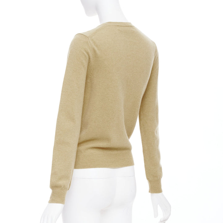 COMME DES GARCONS PLAY 2008 Blackwappen beige wool black heart cardigan S