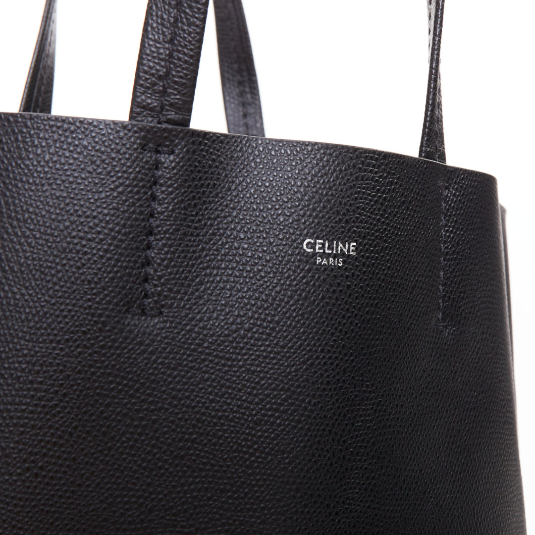 CELINE Small Vertical Cabas black grained calf leather crossbody tote bag