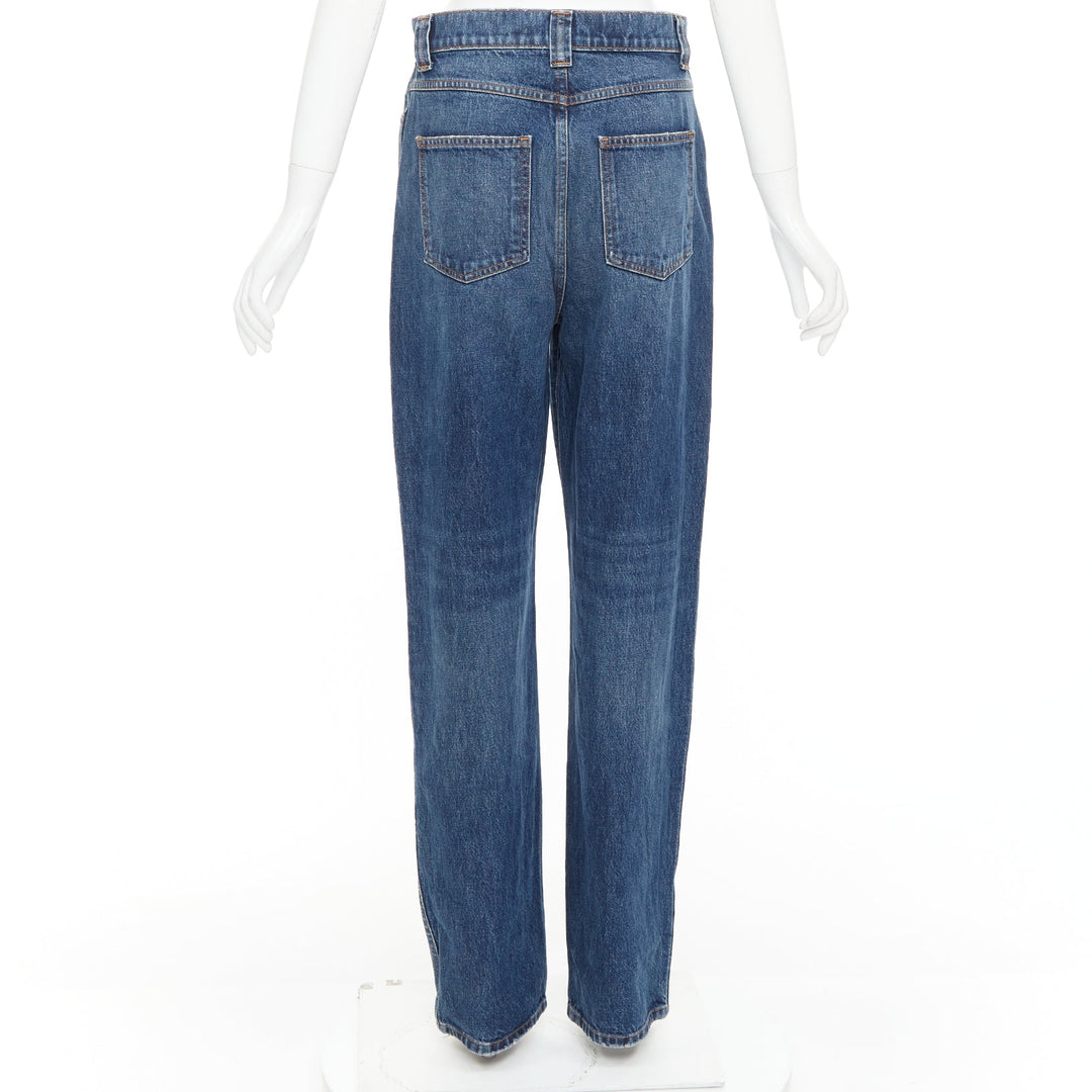 KHAITE Albi dark blue washed high waist tapered relaxed jeans 30"