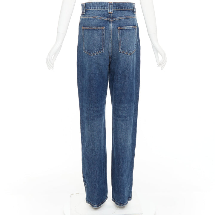 KHAITE Albi dark blue washed high waist tapered relaxed jeans 30"