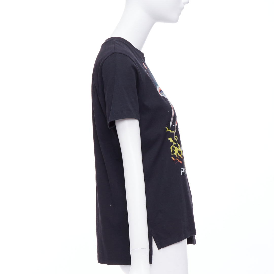 STELLA MCCARTNEY All Is Love UFO black bias cut cotton tshirt IT38 XS