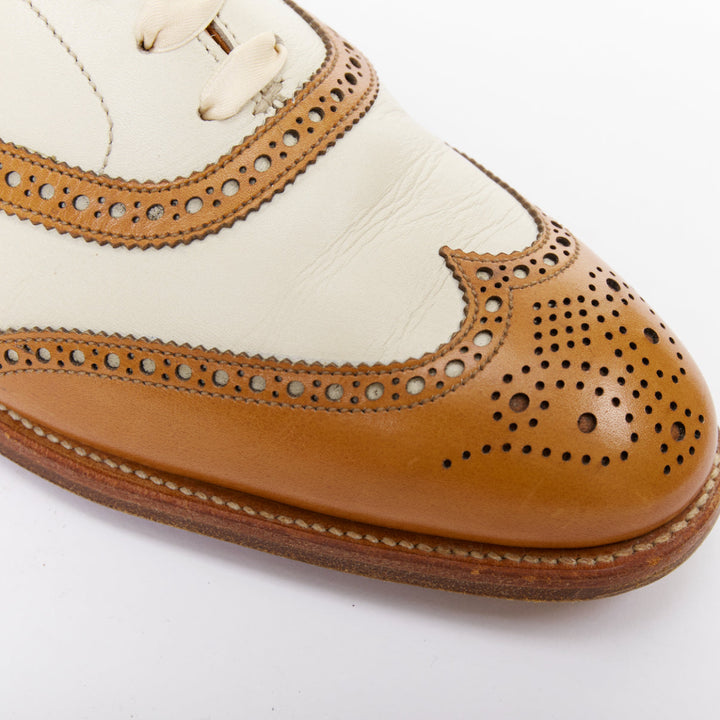 CROCKETT AND JONES Alice brown nude leather wingtip brogue oxford UK7 EU40