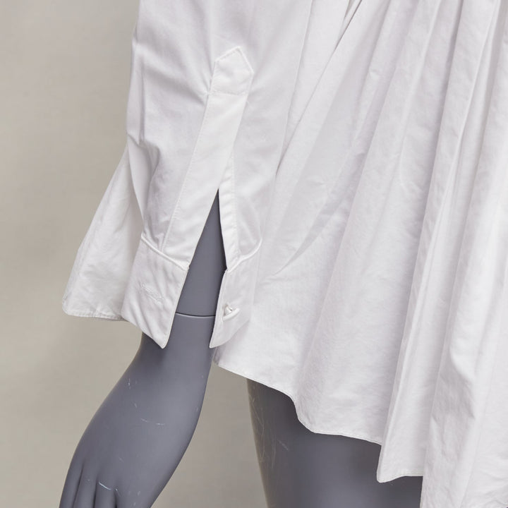 CO COLLECTIONS white cotton high waist pleated peplum dress shirt US0 XS