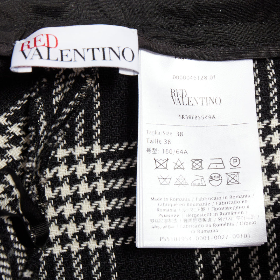 RED VALENTINO black grey houndstooth check print frill mini skort IT38 XS