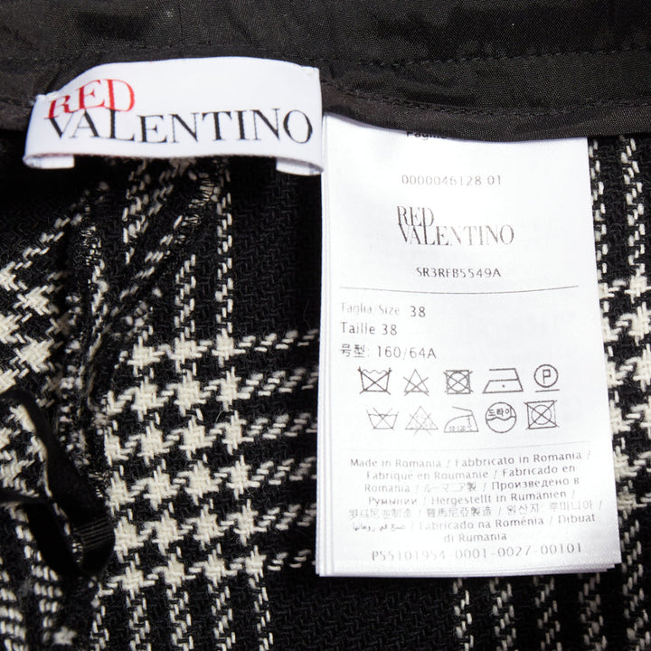 RED VALENTINO black grey houndstooth check print frill mini skort IT38 XS