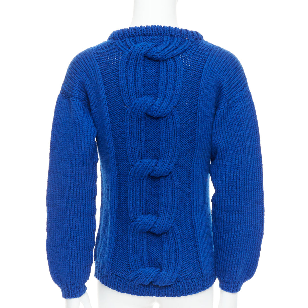 SIV STOLDAL 2008 Cover Up cobalt blue 100% wool cable knit sweater S