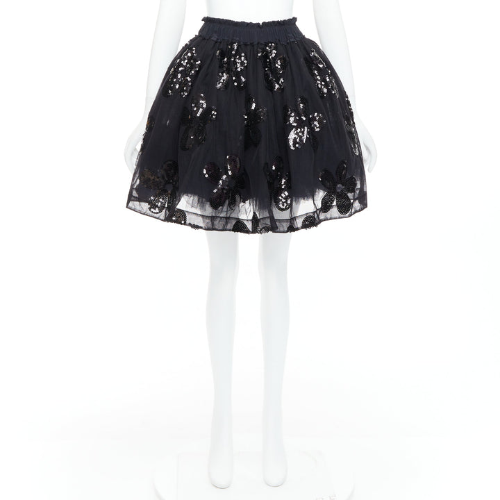 SIMONE ROCHA black floral sequin embellished tulle tutu skirt UK4 XXS