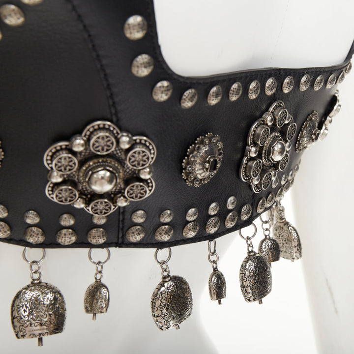 rare ALEXANDER MCQUEEN 2017 Runway studded lace up charm calf leather bra top S