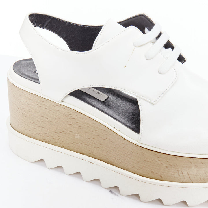 STELLA MCCARTNEY Elyse white vegan leather lace up platforms EU39