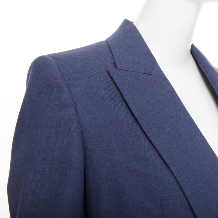 ALEXANDER MCQUEEN 2021 blue double breasted wool tailoring suit blazer IT36 XXS
