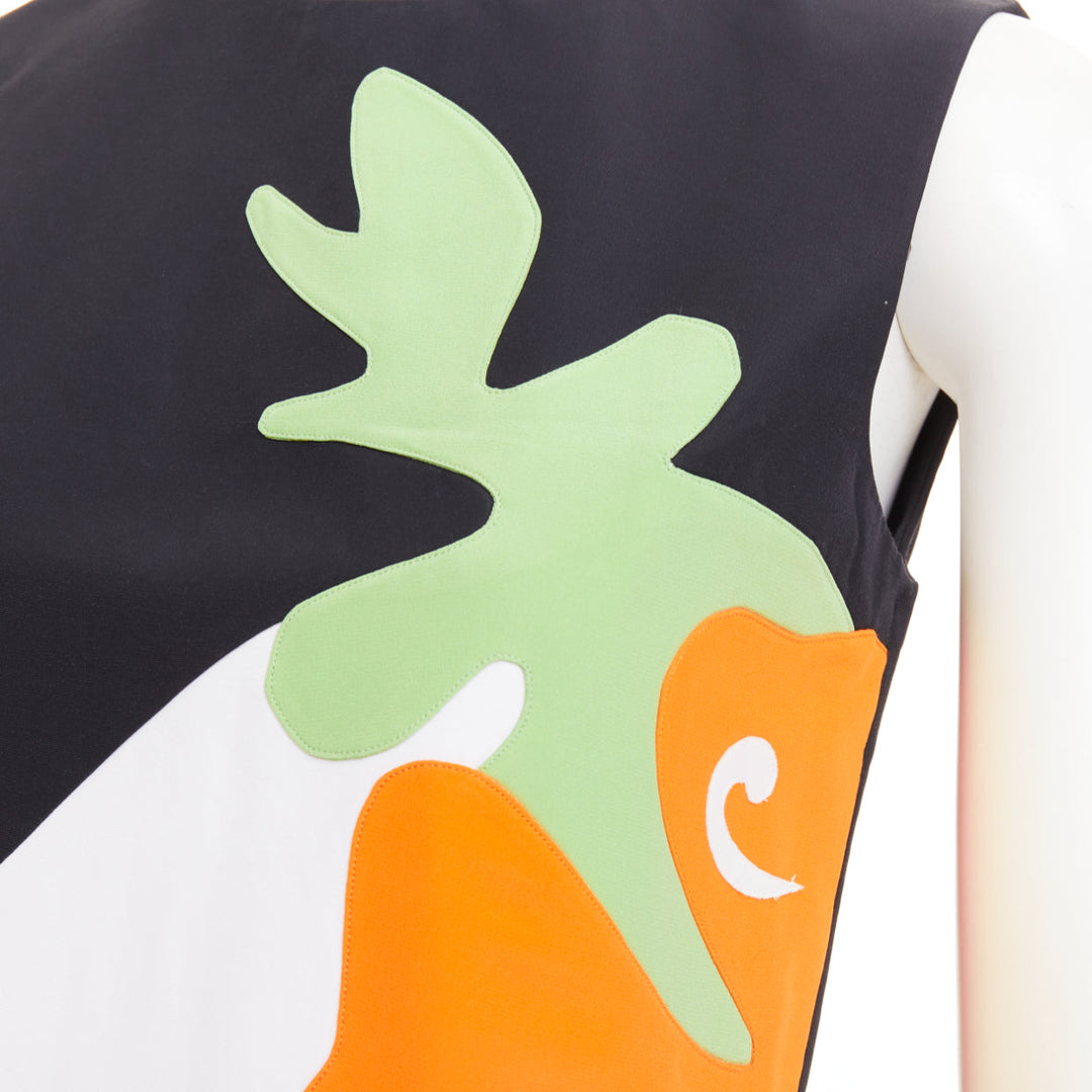 VVB VICTORIA BECKHAM orange green black white viscose blend silk dress UK8 S