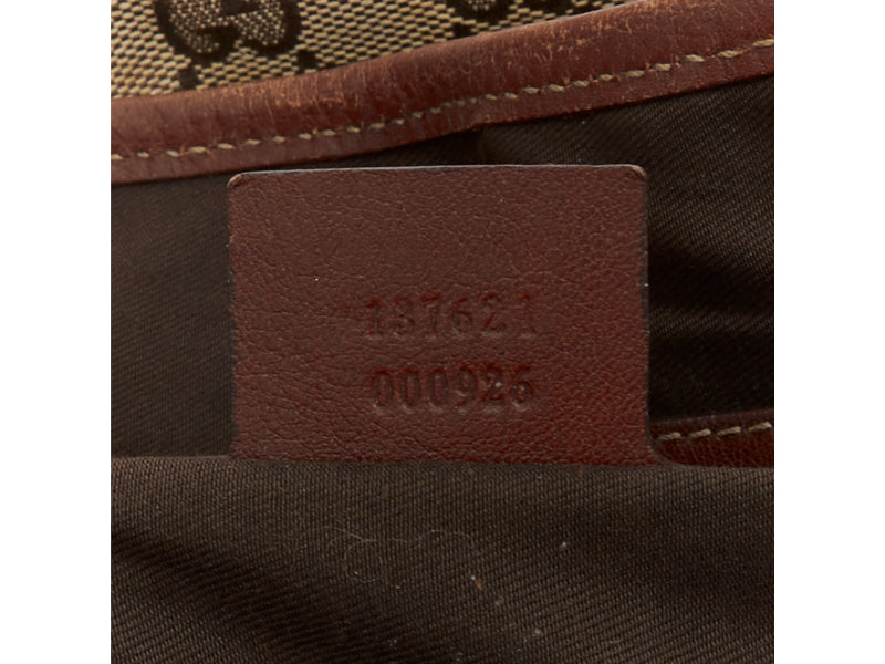 GUCCI Pelham Vintage beige GG monogram canvas brown braided handle boho bag