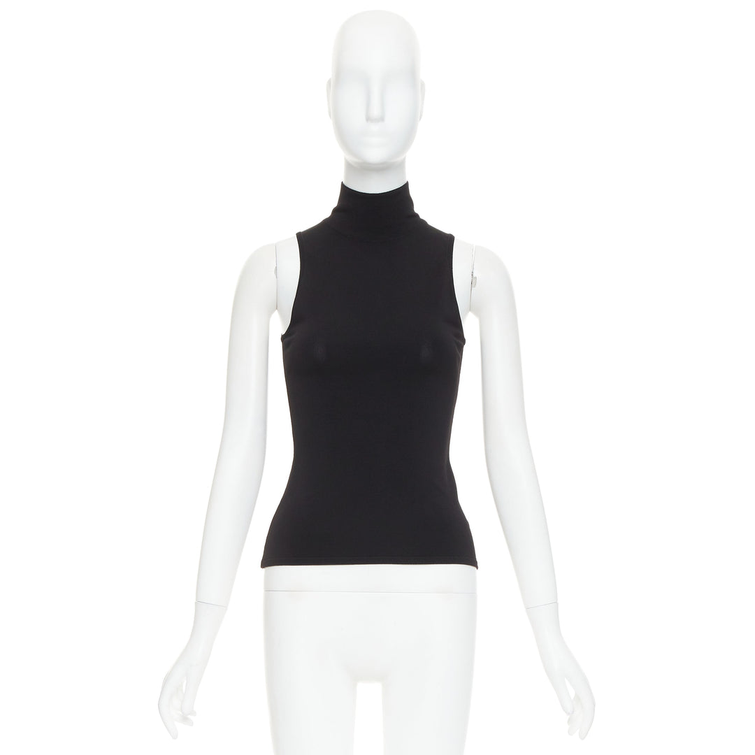 ALEXANDRE VAUTHIER black stretch knit high neck zip back sleeveless top