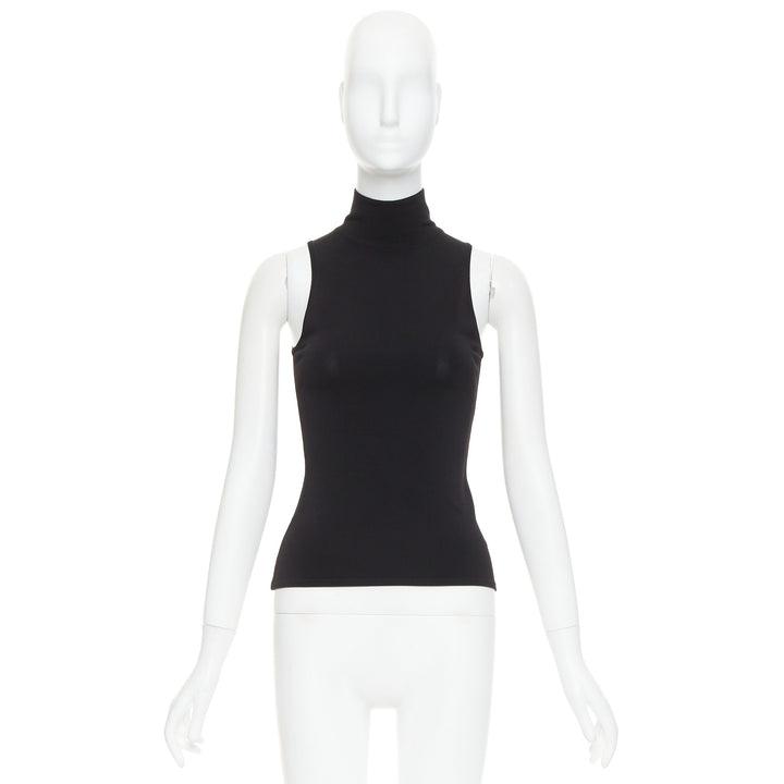 ALEXANDRE VAUTHIER black stretch knit high neck zip back sleeveless top