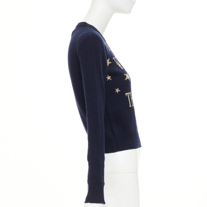 ALBERTA FERRETTI 2019 navy gold cashmere lurex We Come From Stars sweater IT38