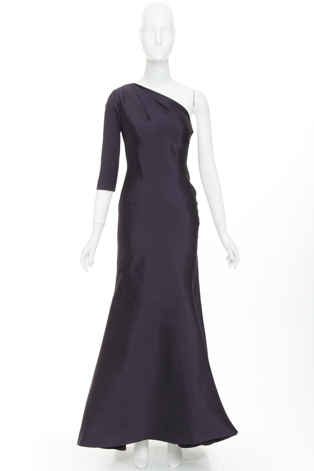 OSCAR DE LA RENTA P13 navy silk tafetta corset one shoulder mermaid gown US0 XS