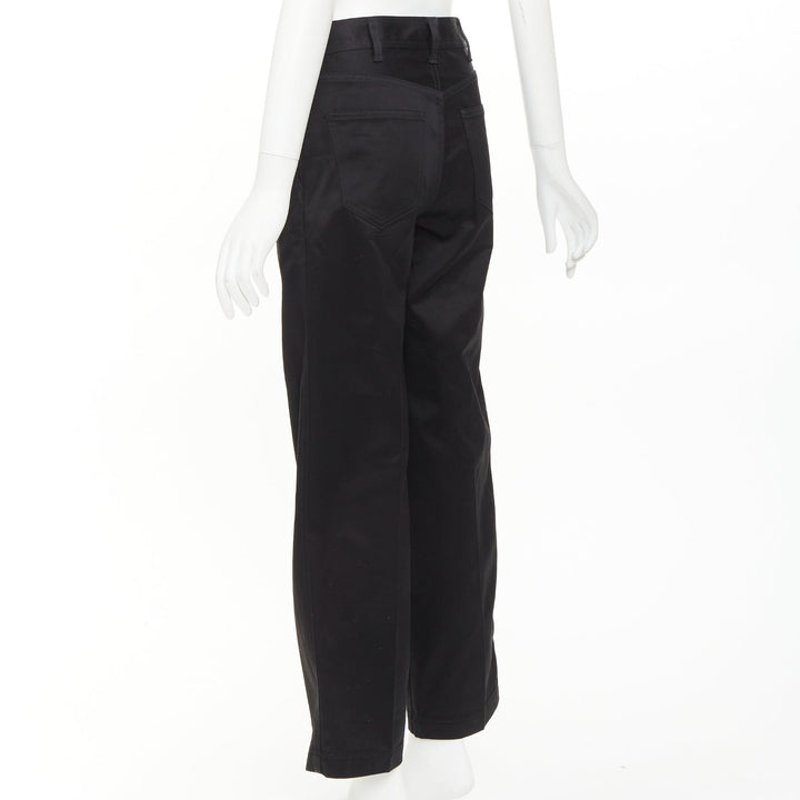 CELINE black cotton twill patch pocket mid waist straight leg cropped pants 27"