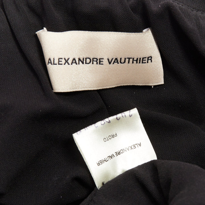 ALEXANDRE VAUTHIER silver strass crystal twisted bust cut out draped skirt gown