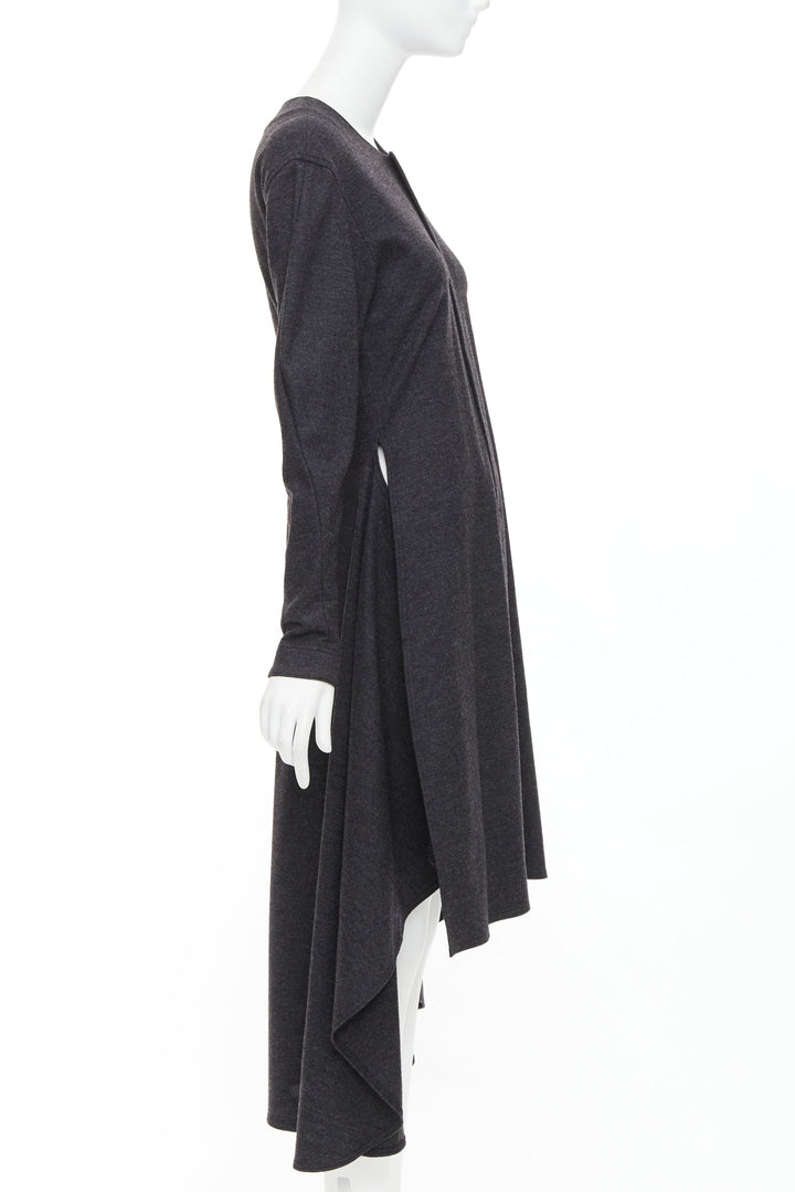 OLD CELINE 2017 Phoebe Philo dark grey wool blend hi low hem dress FR36 S