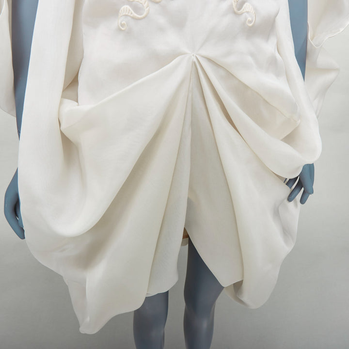 rare ALEXANDER MCQUEEN Vintage 2009 Runway skull embroidered drape dress IT38 XS