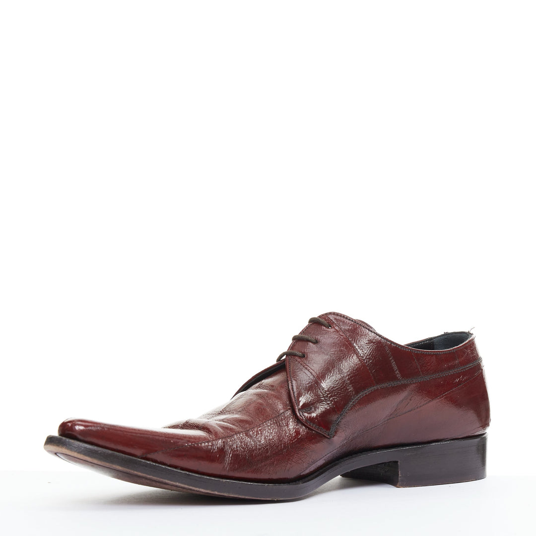 DOLCE GABBANA burgundy leather curled toe brogue shoes UK6 EU40