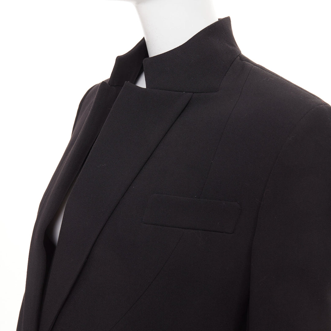 GIVENCHY black wool belted high low tailcoat jacket IT40 S