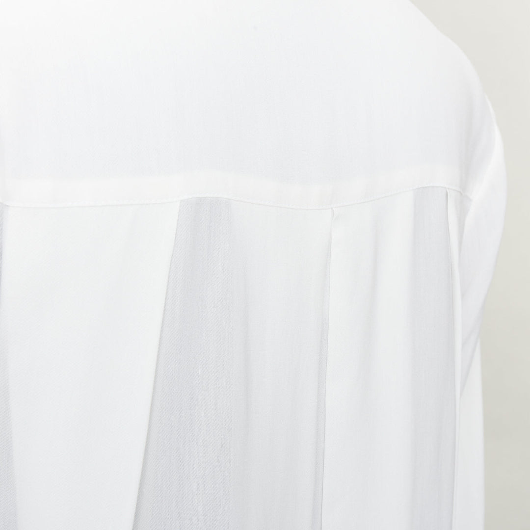 THE ROW Carlton Pleated Back Fluid Crepe white viscose long sleeve shirt XS