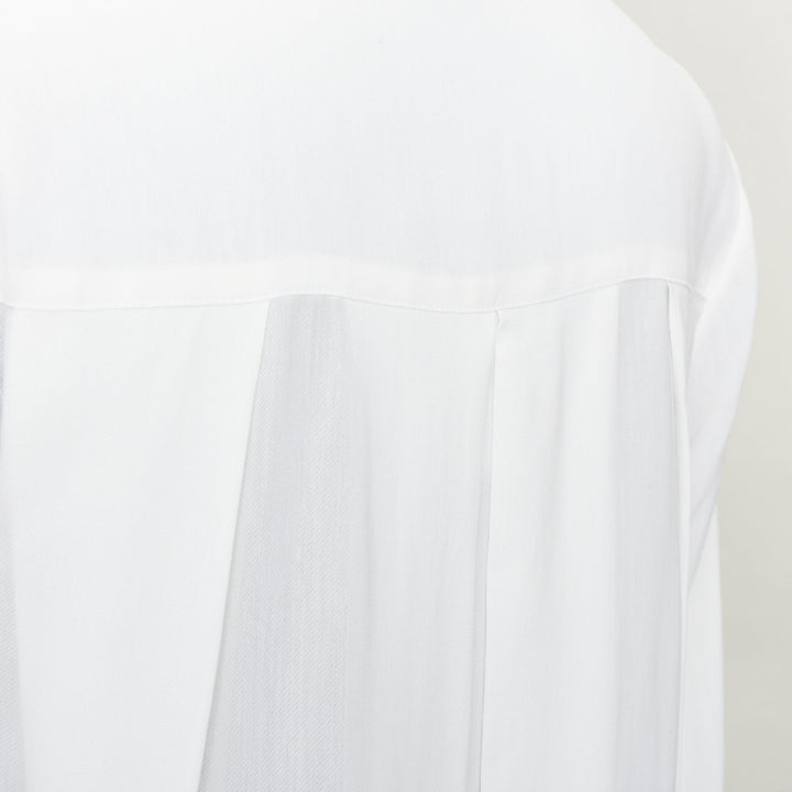 THE ROW Carlton Pleated Back Fluid Crepe white viscose long sleeve shirt XS