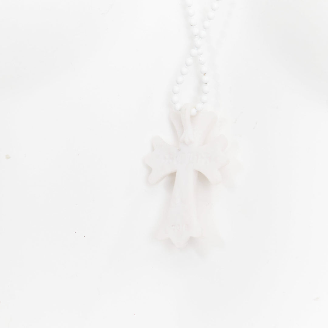 CHROME HEARTS 2019 Silichrome CH Cross Necklace white silicone long necklace