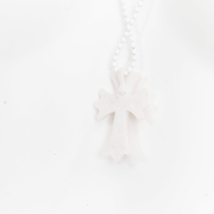 CHROME HEARTS 2019 Silichrome CH Cross Necklace white silicone long necklace