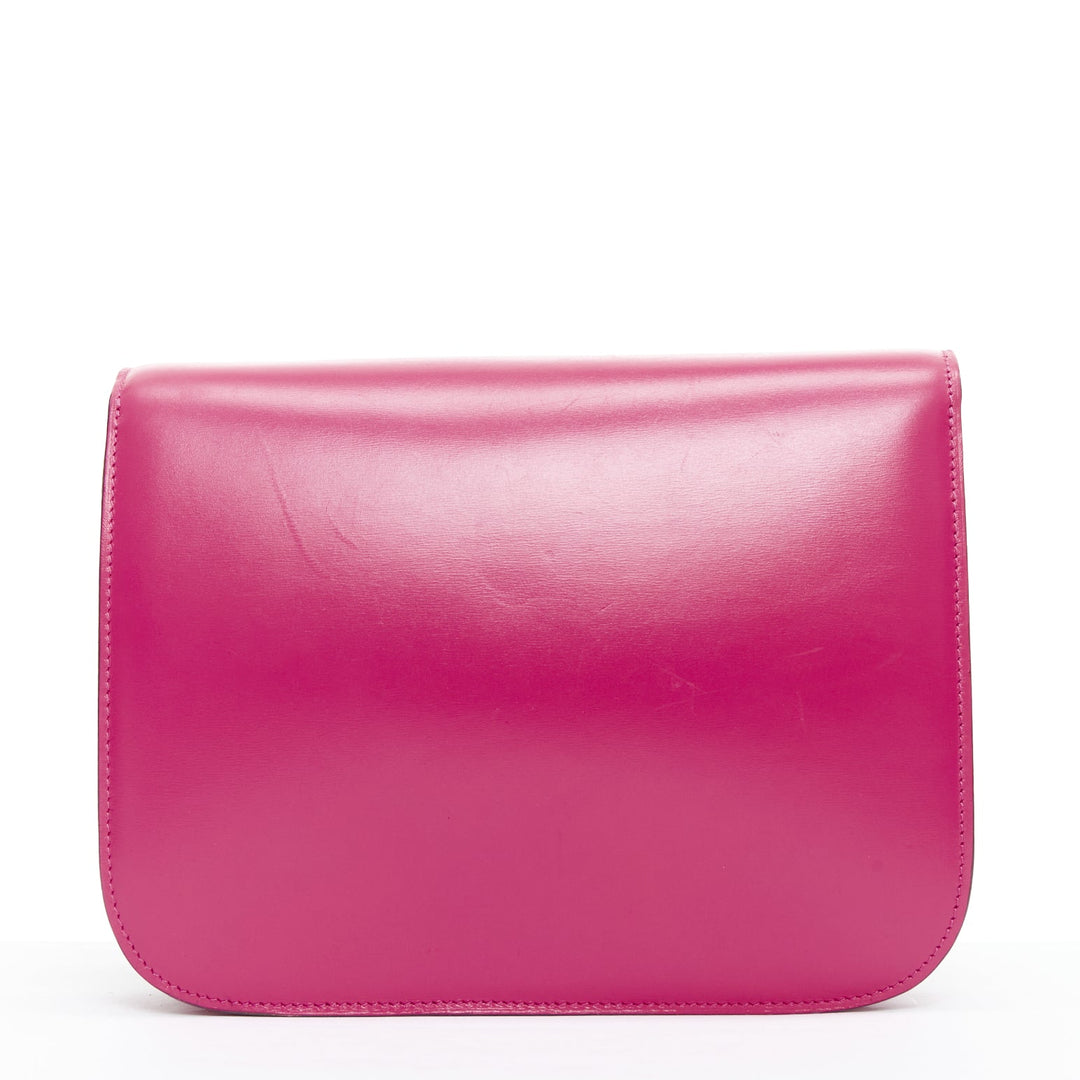 CELINE Phoebe Philo Medium Box hot pink calfskin leather crossbody bag