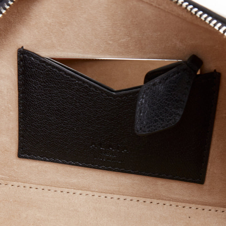 ALAIA Le Teckel black leather elongated long handle double zip bag