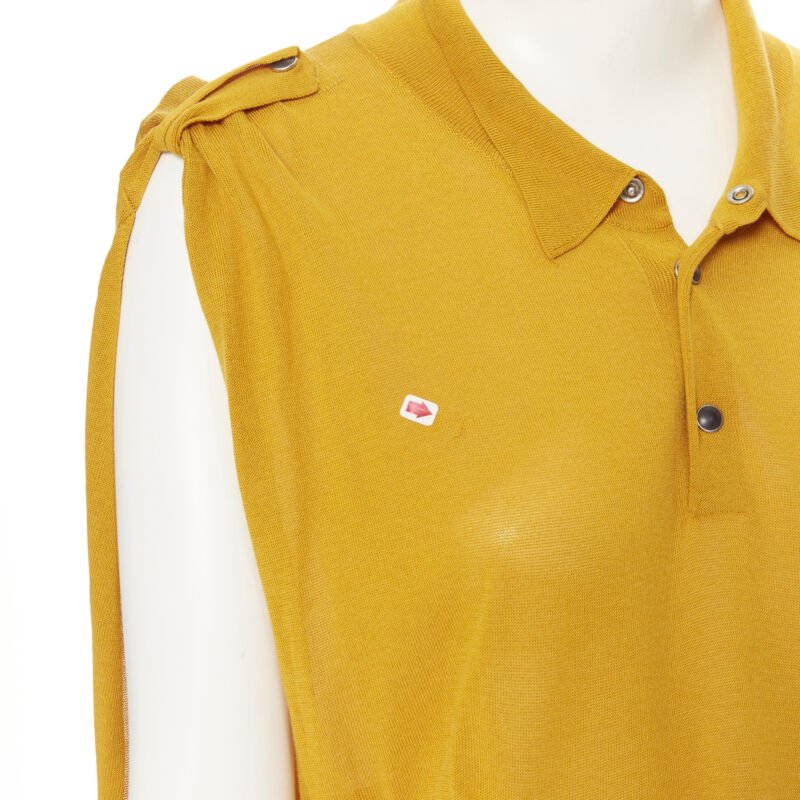 TOGA ARCHIVES mustard yellow knit polo draped skirt boxy casual dress JP1 M