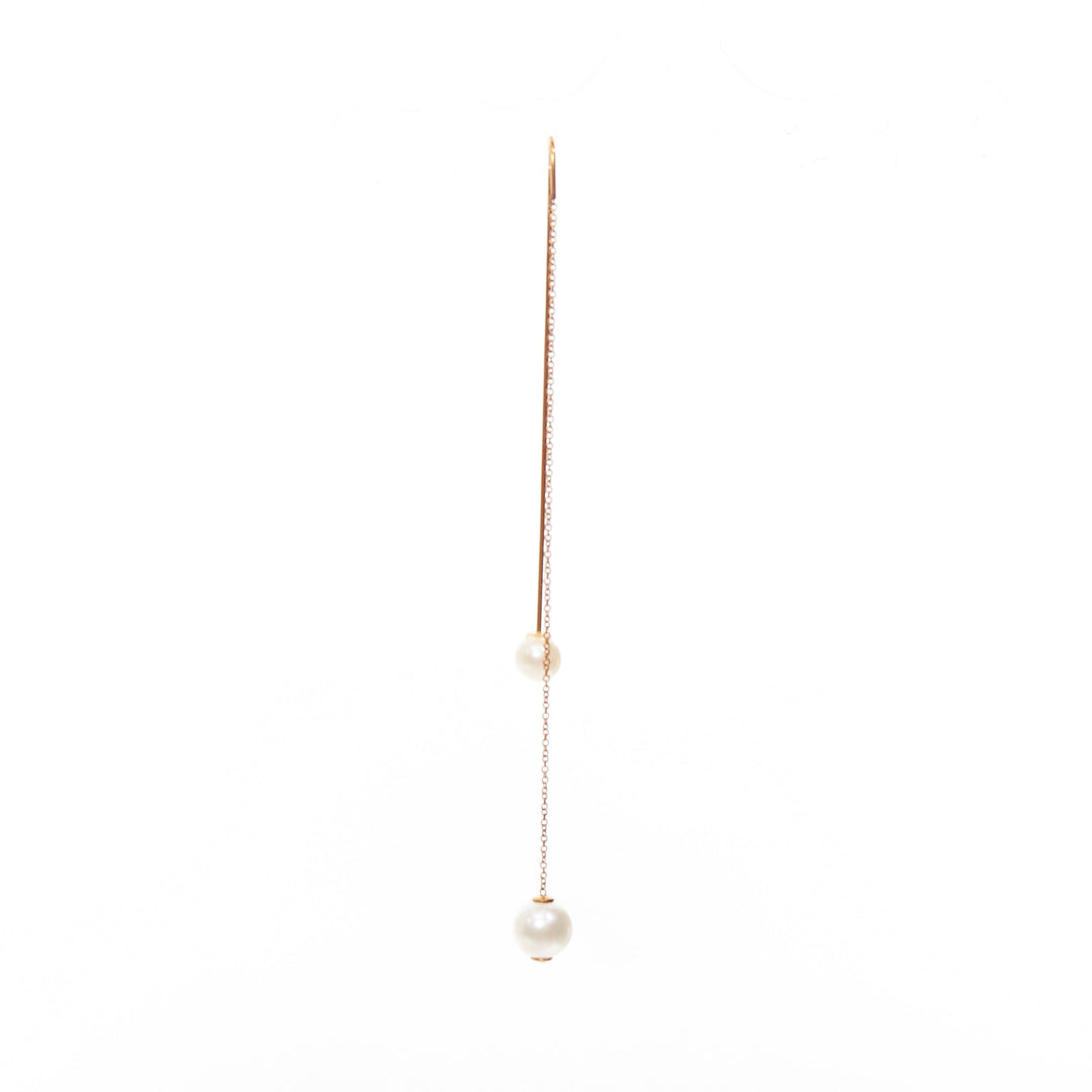 DELFINA DELETTREZ 18k yellow gold loop drop cultured pearl chain earring Single