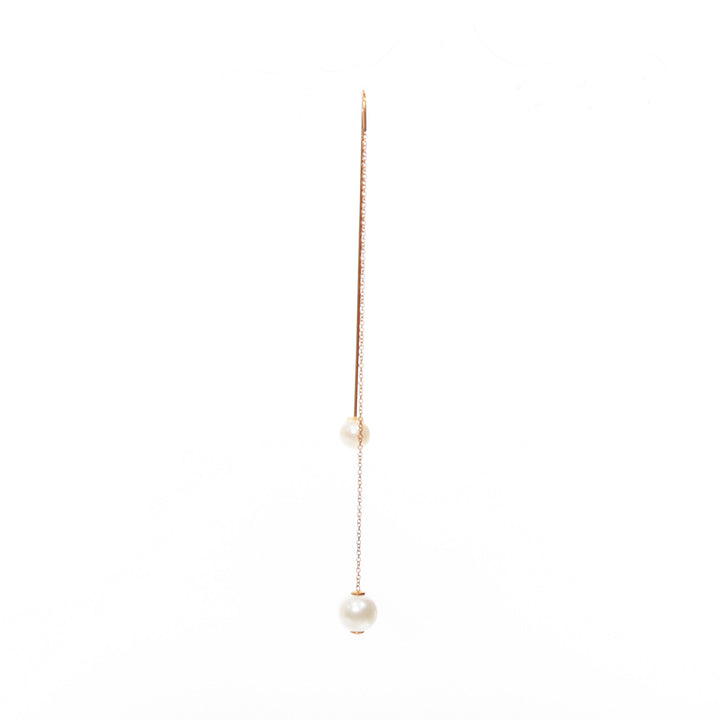 DELFINA DELETTREZ 18k yellow gold loop drop cultured pearl chain earring Single