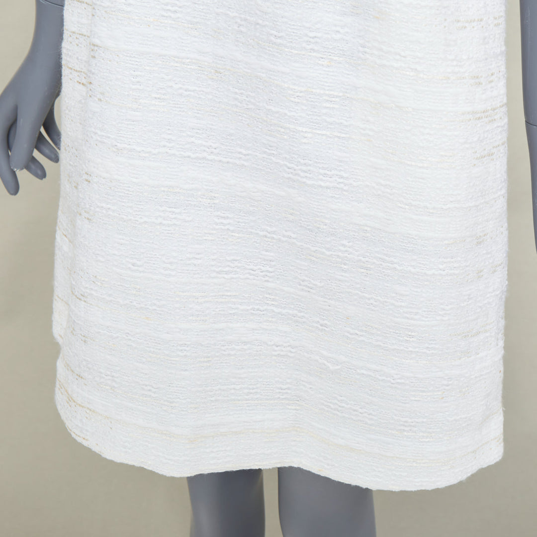 VALENTINO 2018 Bridal white sheer lace yoke tweed mixed mini dress IT40 S