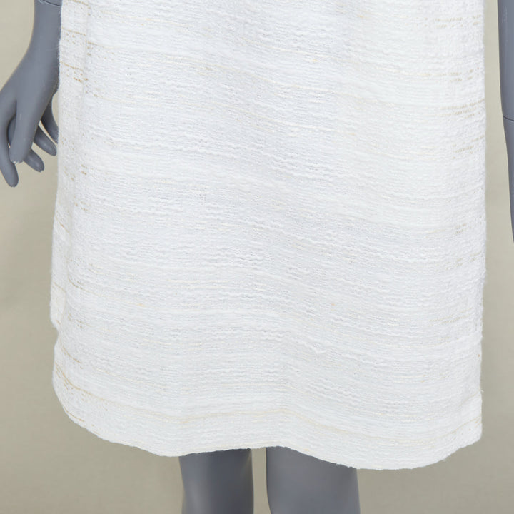VALENTINO 2018 Bridal white sheer lace yoke tweed mixed mini dress IT40 S