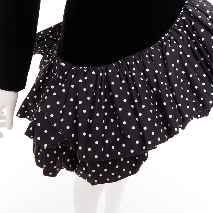 ALEXANDRE VAUTHIER AW2023 Runway black velvet polka dot mini dress
