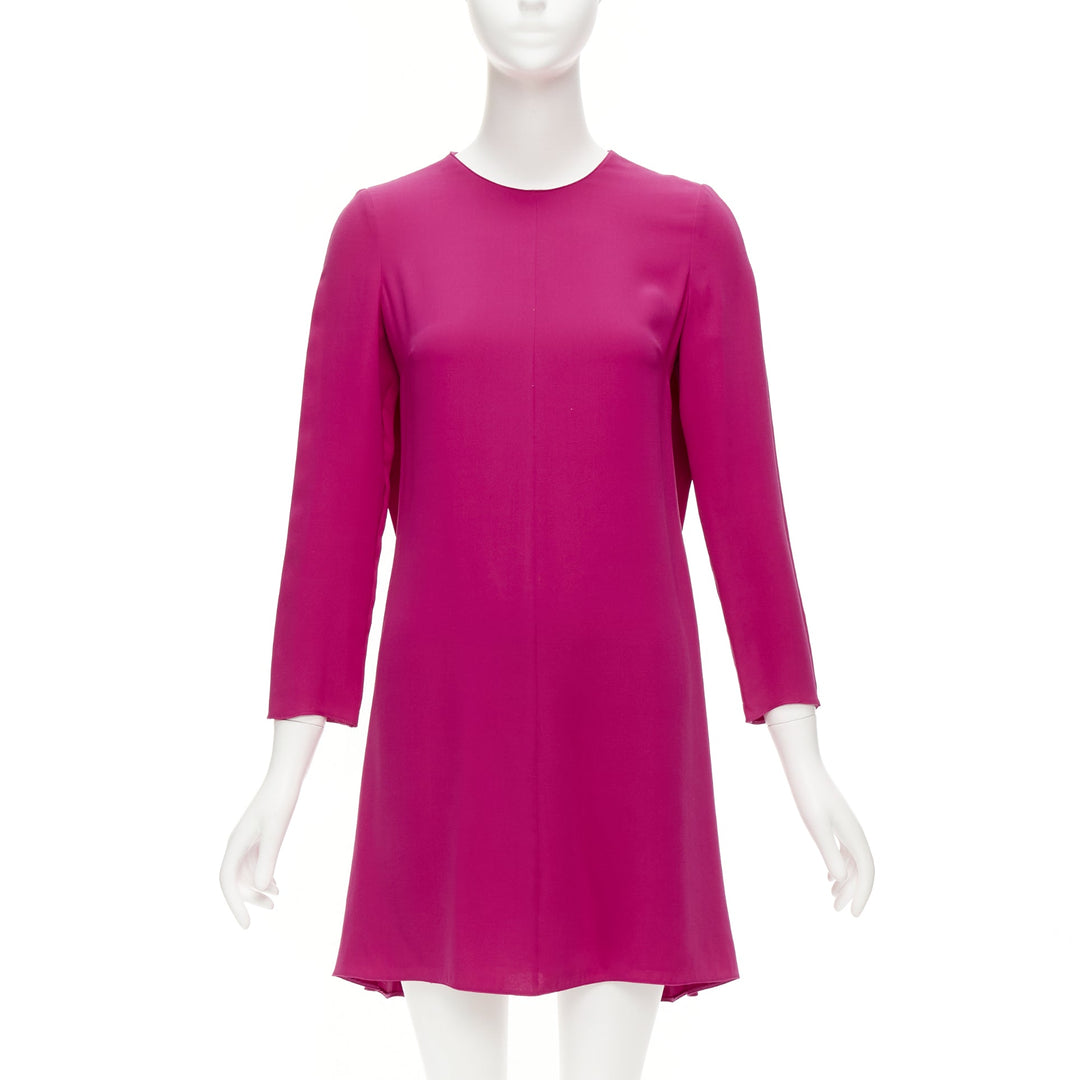 valentino silk shift dress Valentino Garavani Sequin Bow Long-Sleeve Silk Duchesse Mini Shift Dress