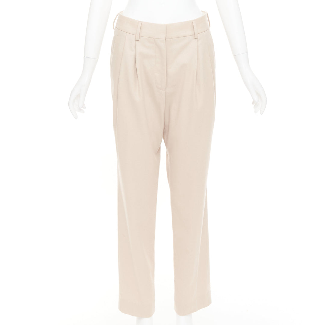BLAZE MILANO camel virgin wool Signature curved pocket pleat front pants US2 S