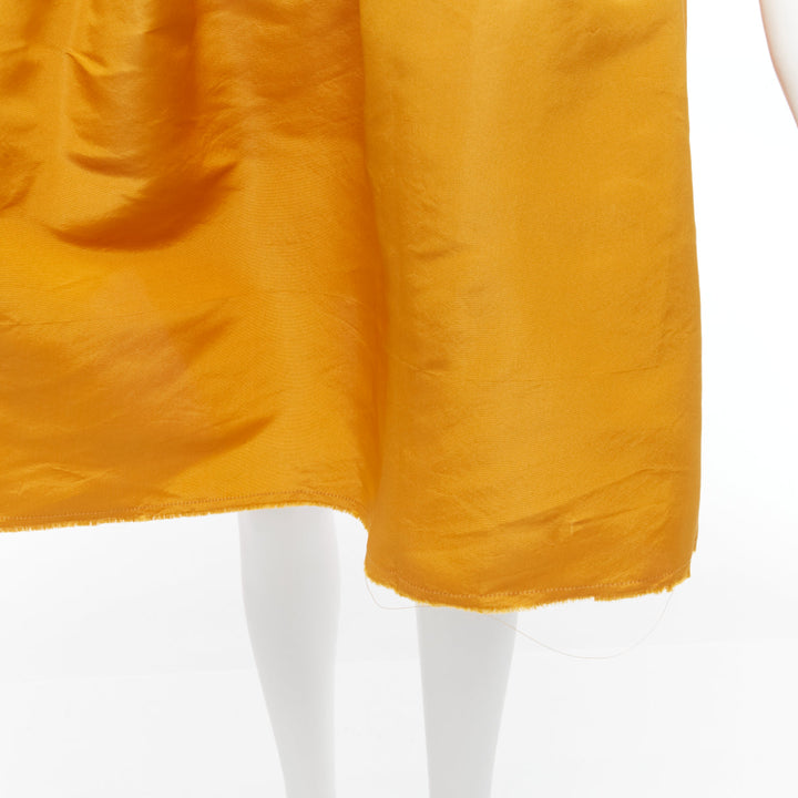 LANVIN 2005 sunset orange silk taffeta ribbon straps cocktail dress FR36 S